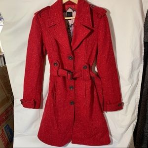 Red Vintage woman’s Express belted tweed coat